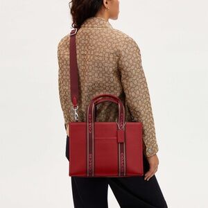 Coach Smith Leather Tote Purse Crossbody, Red Leather